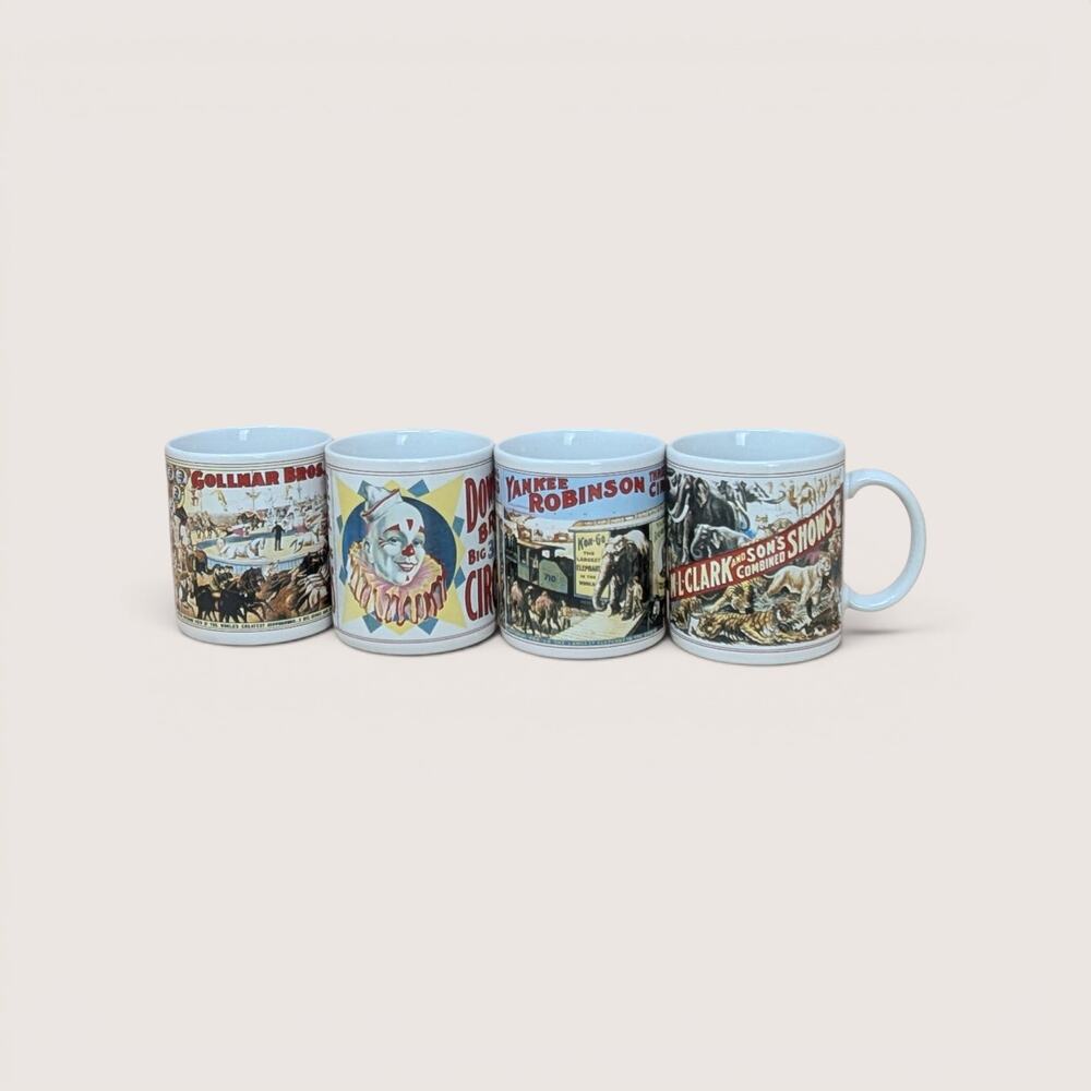 1987 Flambro Circus Poster Mugs – Set of 4 – Vintage Circus World Museum
